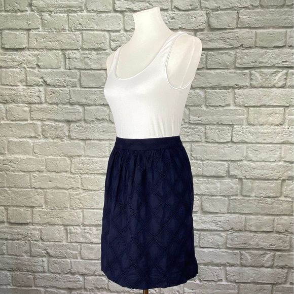 Tabitha Navy Diamond Eyelet Skirt - Picture 4 of 6